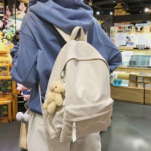 곰돌이키링 캐주얼 백팩 베이직 심플 학생 학원가방
