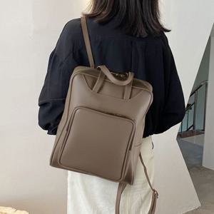 베이직 빅포켓 스퀘어 인조가죽 여성 백팩 가방코디