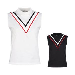 럭스골프 여성 브이 라인 민소매 골프셔츠 LB25M510W