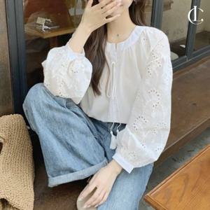 엘케이트 여성 블라우스 벌룬소매 긴팔 펀칭 블라우스 LYT191