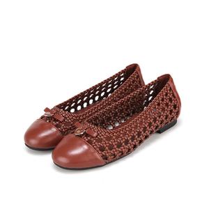 [바바라(슈즈)]리본 하트참 장식 여성 플랫 BBH147-BR