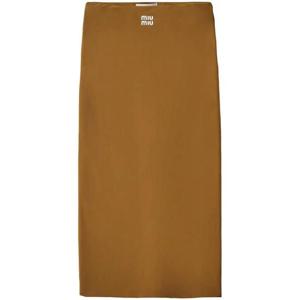 미우미우 러버라이즈드 로고 미디 스커트 MG2060S232122R