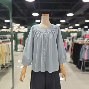 [멜로디가든]퍼프소매 버튼 블라우스 (M25M4B159 블루)_CA