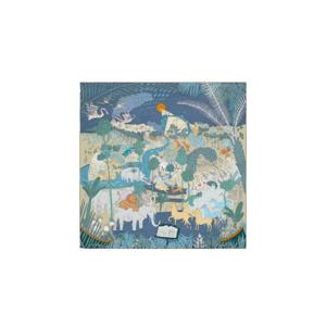 에르메스 르 카나발 데 아니모 스카프 90 블루 진 베르 베쥬 H003953S09