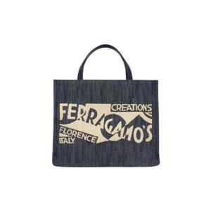 페라가모 로고 토트백 M 데님 내츄럴 219407-773819
