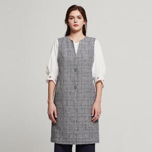 [올리비아로렌]체크 라운드넥 롱 베스트___VOCQCVM4351