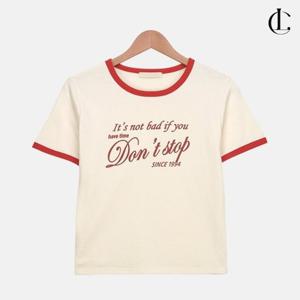 엘케이트 여성 링거티 크롭 반팔 레터링 여름 티셔츠 LDIO002