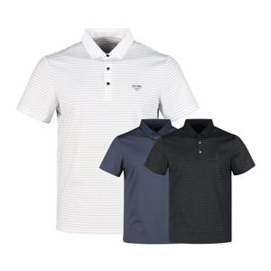 럭스골프 남성 수입 스트라이프 카라 반팔 티셔츠 OT25M413