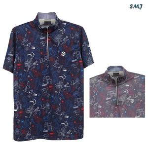 SMJ1831 남자 반팔 차이나 카라 티셔츠 매쉬 중년 남성 반팔티