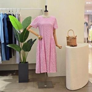 [포커스]FM5C3OP31196_시어서커 체크 롱 원피스