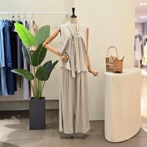 [포커스]FM5D9ST5176_민소매 타이넥 블라우스 팬츠 셋업