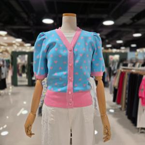 [멜로디가든]배색 하트 가디건 (M25M4C107 라이트블루)_CA