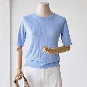 [커스텀에이블] 밑단 날라리 골지 반팔티셔츠_T2505TS037B