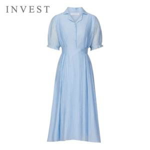 페미닌 볼륨 소매 쉬폰 원피스_INI5M1OP3721