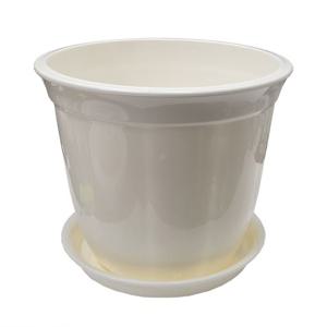 라인원형 백색 도자기느낌 플라스틱화분 6호