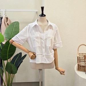 [포커스]FM5D3BL32492_코튼 아일렛 반팔 블라우스