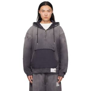 25 FW 메종미하라야스히로 남성 블랙 선 집업 후드티 251551M202005