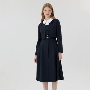 [라인]배색셔츠 레이어드 카라 원피스 (NWOPOJ05)