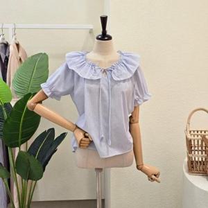 [포커스]FM5D3BL32397_프릴 볼륨 소매 블라우스