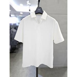 바쏘옴므 세이브존03 바쏘옴므 남자 여름 화이트 오픈 카라 반팔 티셔츠 BSAGZ2KT77A