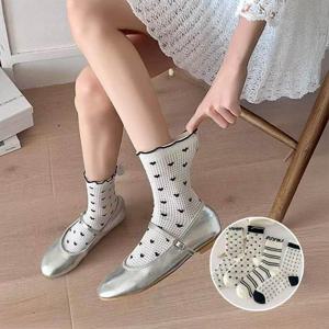 [써니 패션] 얇은 여성 시스루 레이스 여름양말 4개