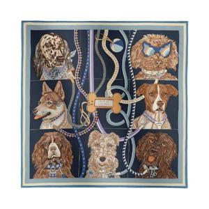 에르메스 주르 드 캐스팅 스카프 70 블루 진 카방 마롱 H984213S05