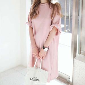 대가족티셔츠 여자 힙 덥는 롱 루즈핏 캐주얼 반팔 롱티