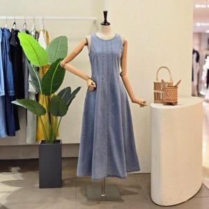 [포커스]25FM5D9OP5140_민소매 절개 데님 원피스