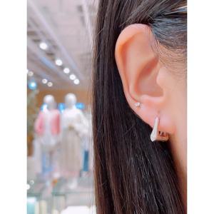 미니골드 실버+14K 트레페조이락 링귀걸이 MEM22001