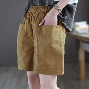여성 면 반바지 코튼 쇼츠 팬츠 여름 밴딩 버뮤다