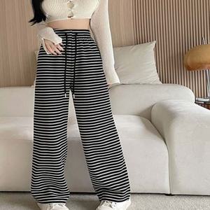 여자츄리닝바지 여성 여름 차르르 골지 와이드 스트라이프 밴딩롱팬츠