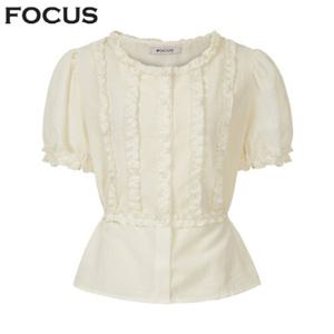 사이드 밴딩 프릴 체크 블라우스_VFI5M1BL5451