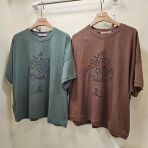 스테파니 HC07 쿨 나무 프린팅 반팔 티셔츠 A25TS5603