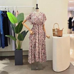 [포커스]FM5D3OP32393_플라워 프릴 쉬폰 원피스