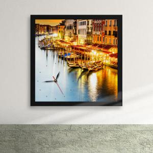 아트박스/꾸밈 cy747-베네치아의야경_액자벽시계_벽시계