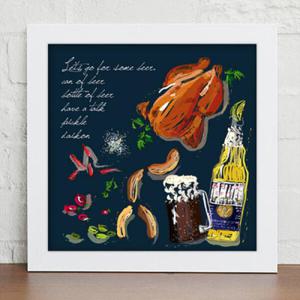 아트박스/꾸밈 cy854-파티음식_네이비 _디자인액자