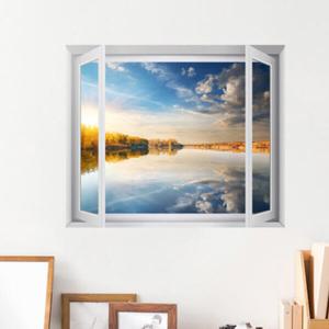 아트박스/꾸밈 cy734-노을지는호수_창문그림액자(중형)