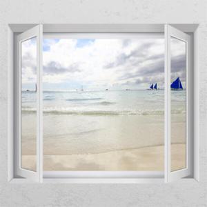 아트박스/꾸밈 ih224-보라카이_창문그림액자_뮤럴시트지