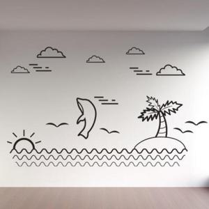 아트박스/꾸밈 cg725-돌고래와바다_그래픽스티커