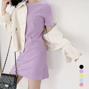 파스텔 컬라 반팔 미니원피스 URD-078