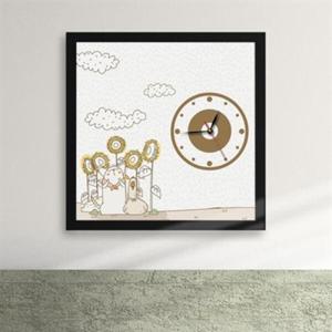 아트박스/꾸밈 ix126-강아지와 닭19-해바라기밭 액자시계