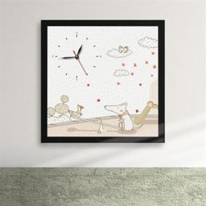 아트박스/꾸밈 ix114-강아지와 닭07-시소타기 액자시계