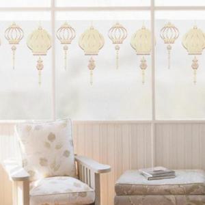 아트박스/꾸밈 pb780_m-무점착유리시트_금색등불_글라스시트지