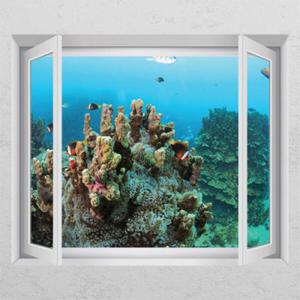 아트박스/꾸밈 ih347-열대어의 놀이터_창문그림액자_뮤럴시트지