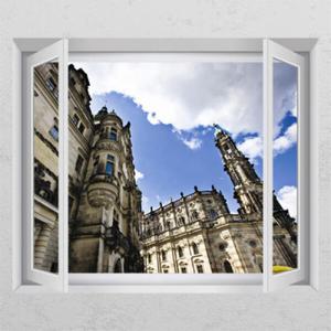 아트박스/꾸밈 ij226-새파란하늘밑건축물_창문그림액자_뮤럴시트