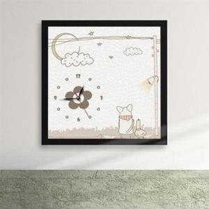 아트박스/꾸밈 ix108-강아지와 닭01-밤산책 액자시계