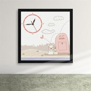 아트박스/꾸밈 ix109-강아지와 닭02-사랑의 우체통 액자시계