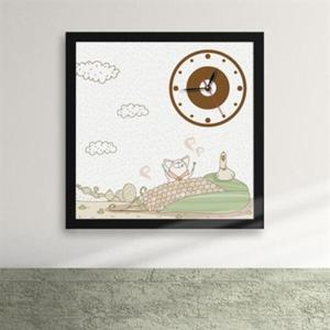 아트박스/꾸밈 ix119-강아지와 닭12-맛있는 옥수수 액자시계