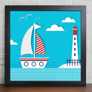 아트박스/꾸밈 cw109-바다위의돛단배_인테리어액자