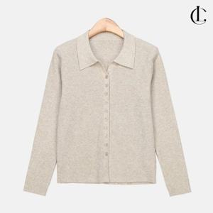 엘케이트 여성 여름긴팔 가디건 무지 버튼 카라넥 골지 카디건 LNHT002